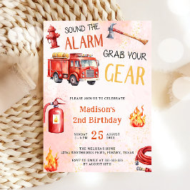 Invitación Motor de bomberos de camión de bomberos Fiesta del