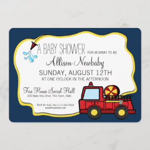 Invitación Motor de fuego y Baby Shower de manguera