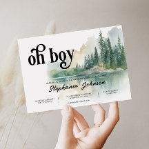 Mountain Adventure Forest Greenery Boy Baby Shower