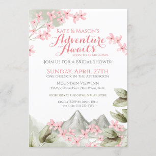 Invitación Mountain Adventure Pink Lilac Bridal Shower