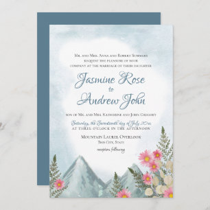 Invitación Mountain Asters Blue Boda