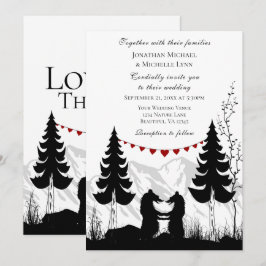 Invitación Mountain Bears Love and Gracias on Back Boda