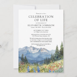 Invitación Mountain Floral Celebration Of Life Photo Funeral