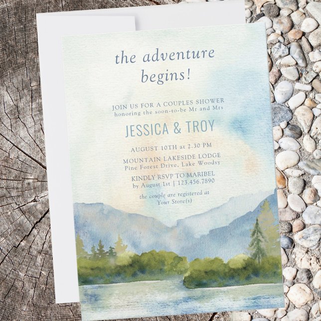 Invitación Mountain Lake Adventure comienza ducha de parejas (Subido por el creador)