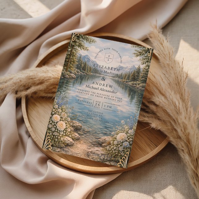 Invitación Mountain Lake Forest Wildflower Wedding (Subido por el creador)