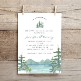 Invitación Mountain Lake Theme Watercolor Baby Shower