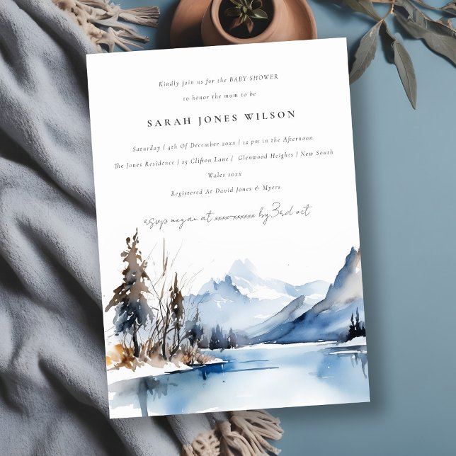 Invitación Mountain Lake Winter Snow Landscape Baby Shower (Subido por el creador)