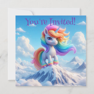 Invitación Mountain Magic Rainbow Unicorn