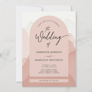 Invitación Mountain Majesty QR Código Boda de guiones moderno