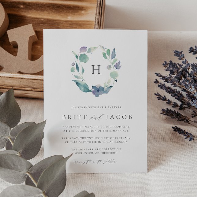 Invitación Mountain Meadow | Boda de monograma floral (Subido por el creador)