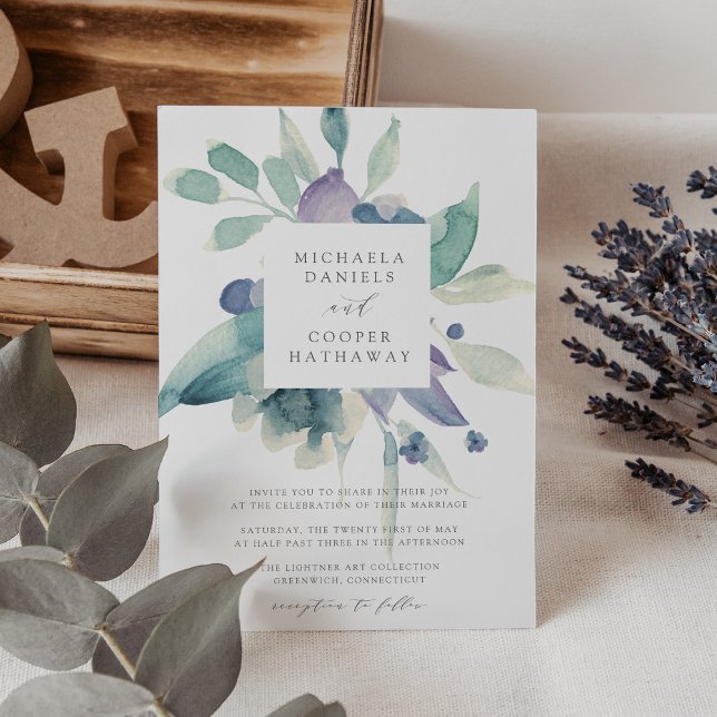 Invitación Mountain Meadow Watercolor Floral Frame Boda (Subido por el creador)