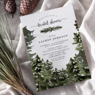 Invitación Mountain Pine Forest Winter Bridal Shower