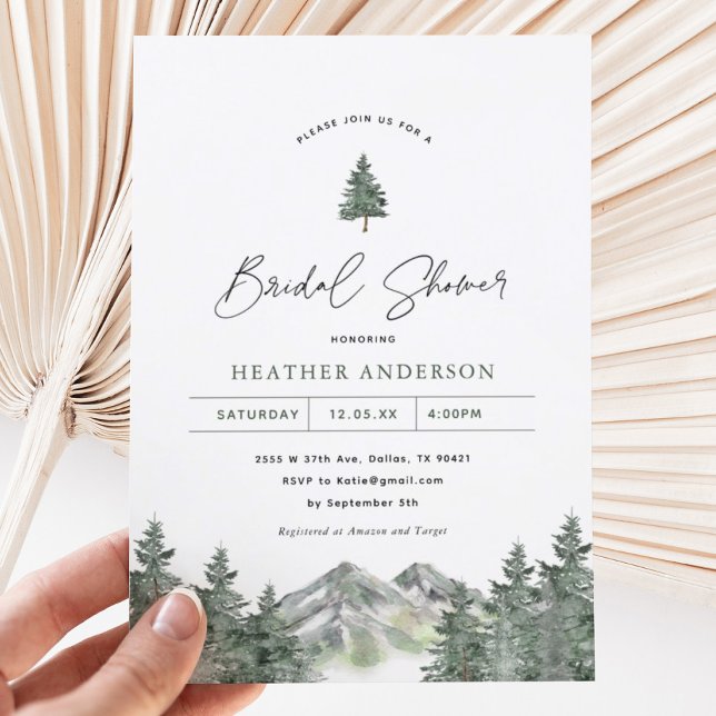 Invitación Mountain Pine Winter Bridal Shower Invitation (Subido por el creador)