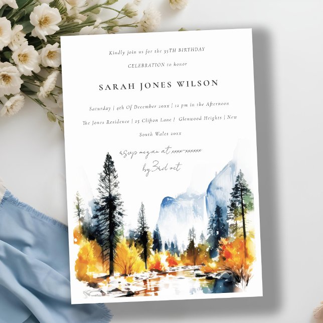 Invitación Mountain River Fall Aniversario del paisaje invern (Subido por el creador)