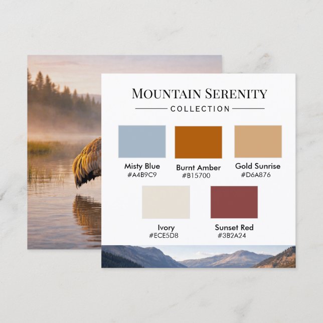 Invitación Mountain Serenity Color Palette Card (Anverso / Reverso)