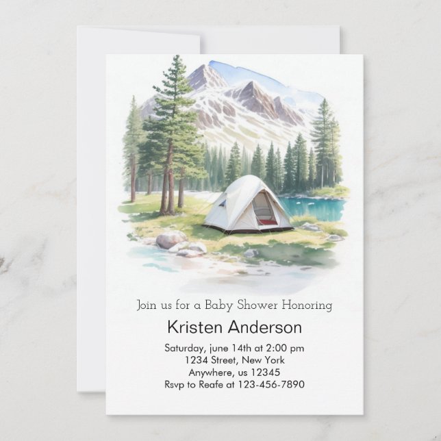 Invitación Mountain Trail Adventure espera Baby Shower (Anverso)