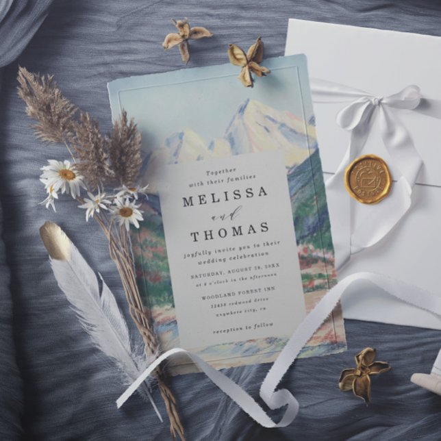 Invitación Mountain Tree Forest Rustic Budget QR Code Wedding (Subido por el creador)