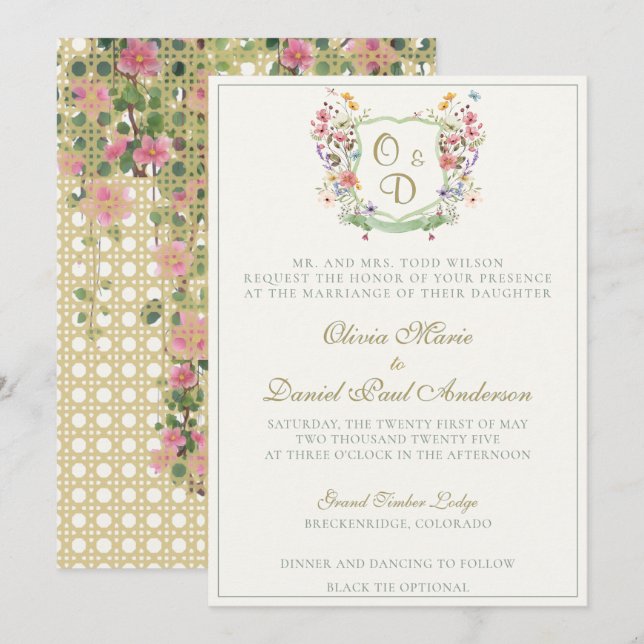 Invitación Mountain Wildflower Garden Wedding Invitation (Anverso / Reverso)