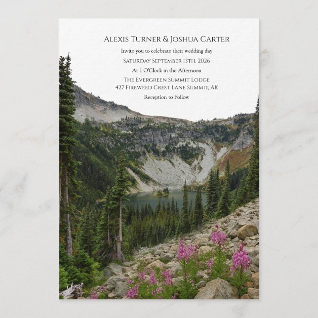 Invitación Mountain Wildflower Wedding Invitation (Anverso)