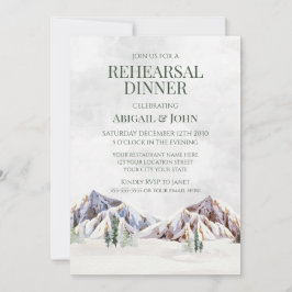 Invitación Mountain Winter Forest Rustic Rehearsal Dinner