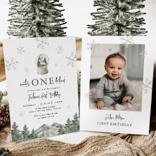 Invitación Mountain Winter Onederland 1er cumpleaños foto