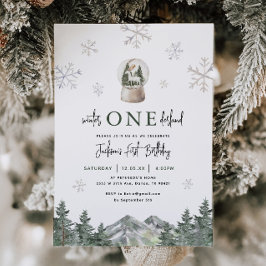 Invitación Mountain Winter Onederland Primer Fiesta de cumple