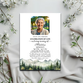 Invitación Mountains and Trees Celebration Of Life Funeral