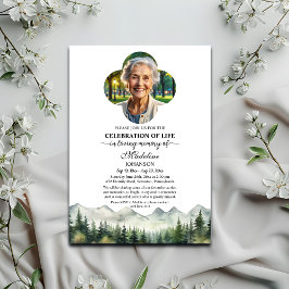 Invitación Mountains and Trees Celebration Of Life Funeral