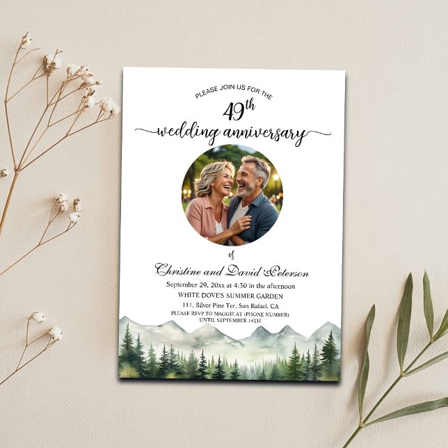 Invitación Mountains Pines foto del 49° aniversario del Boda (Subido por el creador)