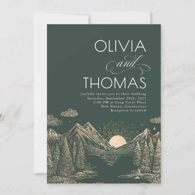 Invitación Mountains Sunset Nature Wedding Elegant (Anverso)