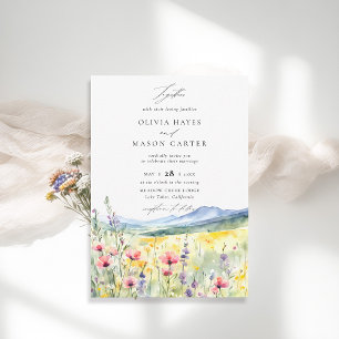 Invitación Mountains Woods Rustic Meadow Wildflowers Boda