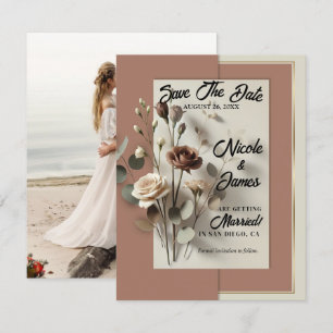 Invitación Mousse de Mocha Botánica Floral Moderna Salvar la 