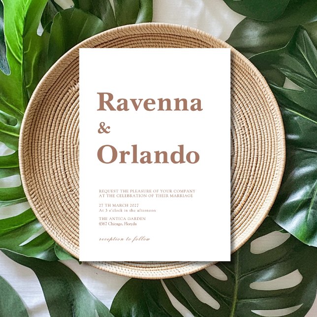 Invitación Mousse de Mocha Minimalista Boda Moderna Simple (Subido por el creador)
