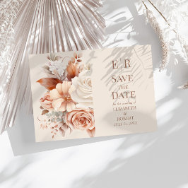 Invitación Mousse Monogram Floral Wedding Save the Date Card