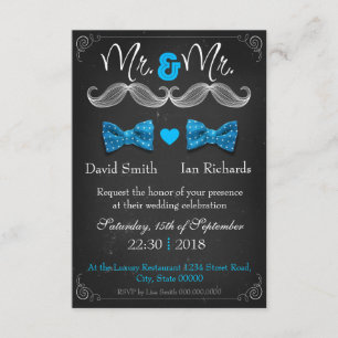 Invitación Moustache and bow for Mr and Mr
