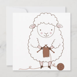 Invitación Mouton Mignon qui Tricote de la Laine Marron