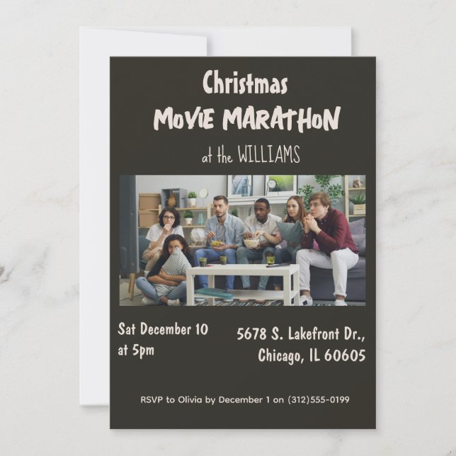 Invitación Movie Marathon Christmas Party Invitation (Anverso)