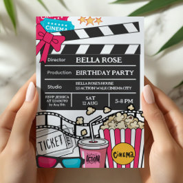 Invitación Movie Night Birthday Party For Girls