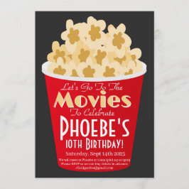 Invitación Movie Night Invitation PopCorn Birthday Invitation