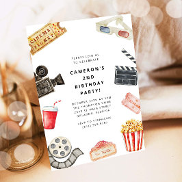 Invitación Movie Night Kids Birthday Party Invitation