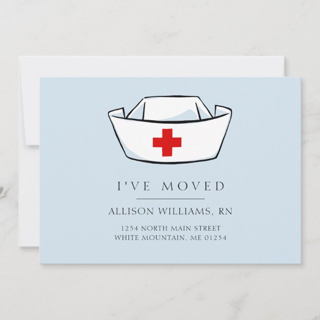 Invitación móvil azul de la enfermera Cap (Anverso)