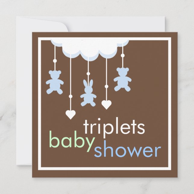 Invitación móvil Baby Shower para chicos de trilli (Anverso)
