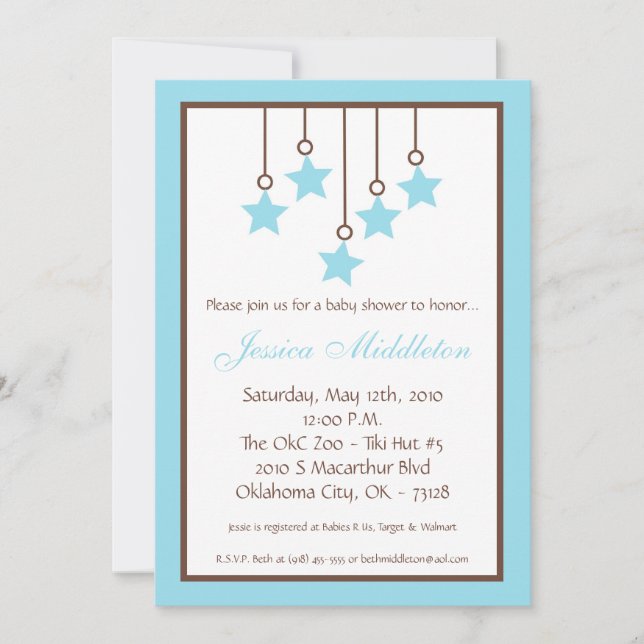 invitación móvil de Baby Shower de la estrella (Anverso)
