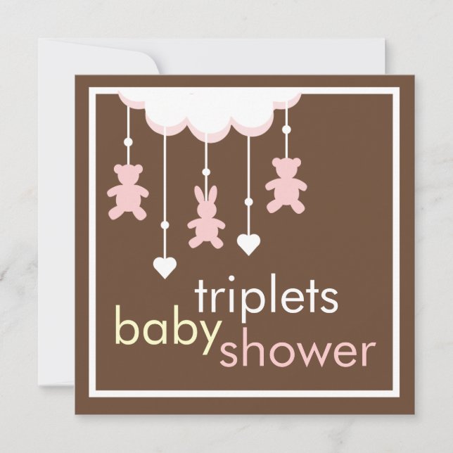 Invitación móvil de Baby Shower de los chicas (Anverso)
