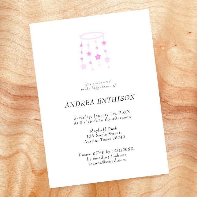 Invitación móvil de bebé niña Pink Star (Subido por el creador)