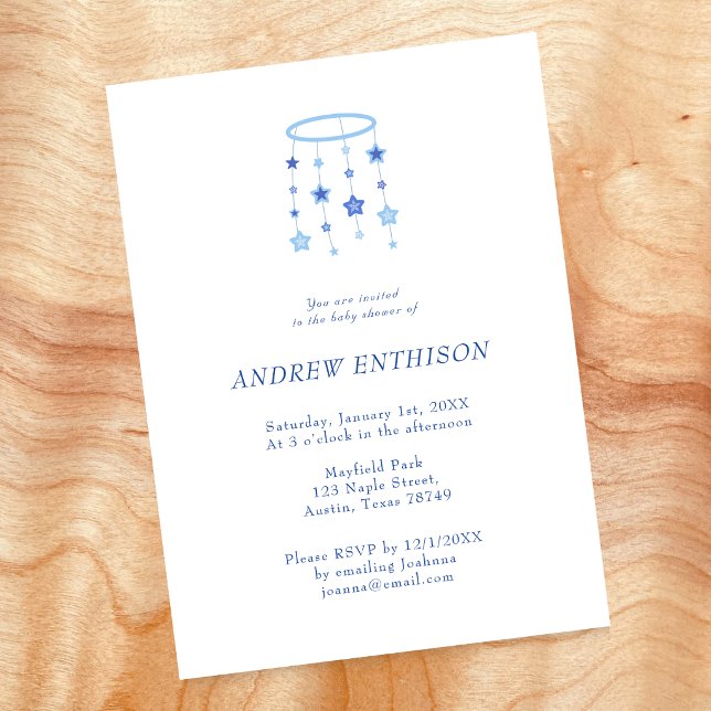 Invitación móvil de bebé niño Blue Star (Subido por el creador)