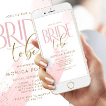 Invitación móvil de boda de acuarela rosa para fut