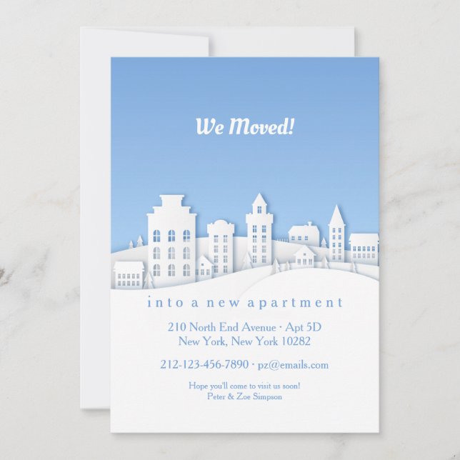 Invitación móvil de color blanco de papel (Anverso)