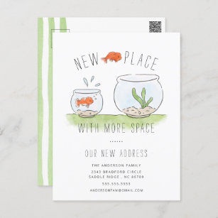 Invitación móvil de Cute New Place Goldfish Bowl