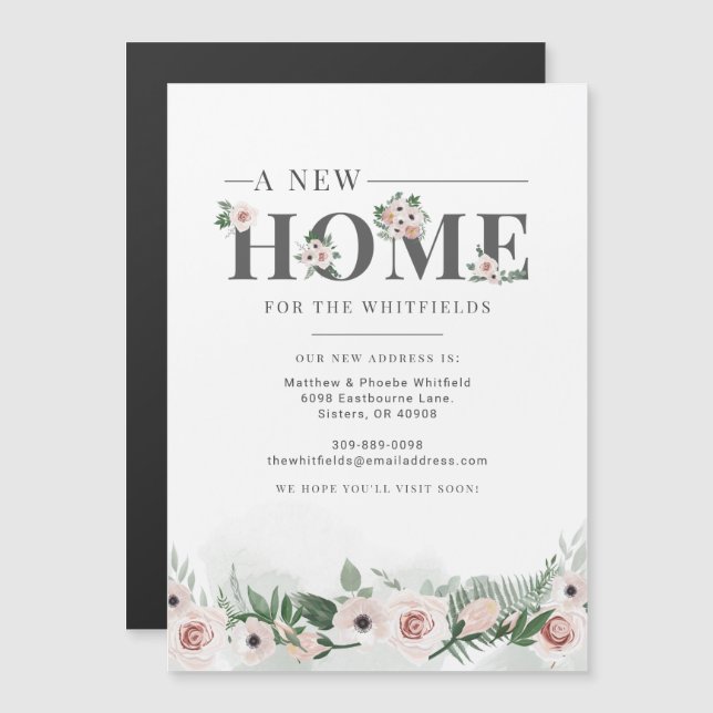 Invitación móvil de dirección floral movida (Anverso/Reverso)